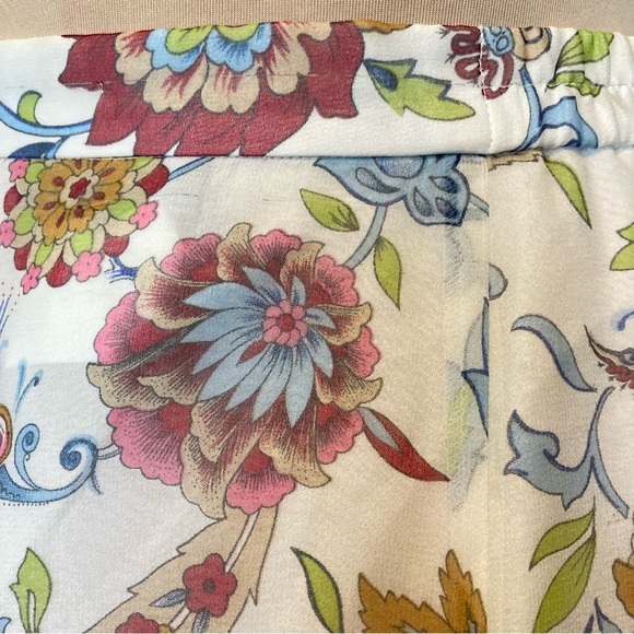 Peck & Peck 100% Silk Godet Midi Skirt w/Floral Paisley on Cream Background - Picture 4 of 15